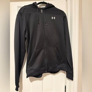 Under Armour Black Full Zip Hoodie Women’s XL Fleece Lined Athletic Sweatshirt